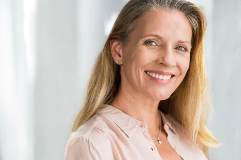 Woman with dental implants
